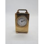 Miniature carriage clock 9ct gold HM E and S 375 London on an R - 54g