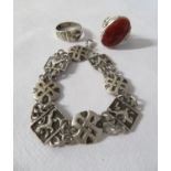 2x Celtic design rings and 1x Celtic silver bracelet