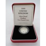 1999 UK silver proof Piedfort £1.00 coin