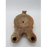 Early Roman oil lamp 6"