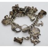 Silver charm bracelet 67g