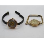 2x lady's gold watches 9ct - need attention