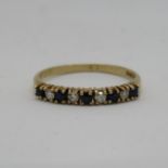 9ct gold sapphire and diamond ring 1.5g size O+.5