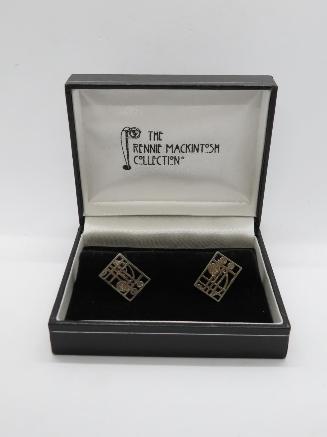 Boxed Rennie Mackintosh cufflinks silver