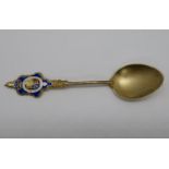 Silver gilt spoon with enamelled Royal crest 13g