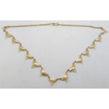 High carat gold and shark teeth necklace 25.4g tests as 18ct gold excellent condition 24" - real