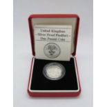 Royal Mint 1985 £1.00 silver Piedfort box and papers