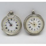 2x silver lady's pocket watches