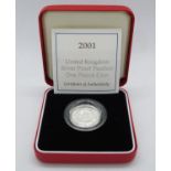 Royal Mint 2001 silver proof Piedfort £1.00 coin