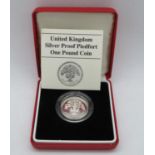 1987 silver Piedfort Royal Mint £1.00 coin boxed and paperwork