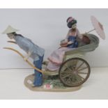 Large Lladro Geisha and Rickshaw in perfect condition