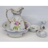 Wash bowl and jug and other soap dish and wash ware
