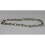Mexican silver bracelet set with Rose quartz beads7.25" 8.5g