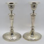 Set of 8" fully HM silver candlesticks London makers date Letter R