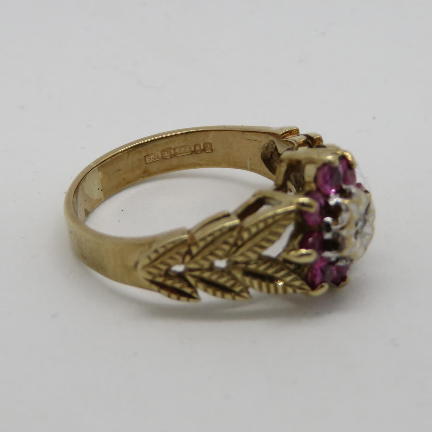 Retro ruby and diamond ring London HM 2.9g size J - Image 3 of 3