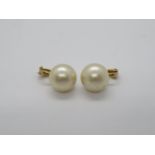 Large 9ct gold and pearl earrings