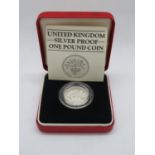 Royal Mint 1984 silver Piedfort box and papers £1.00 coin