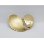 Large modernist gold on silver brooch 18.2g