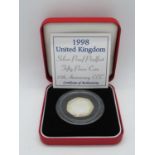 Royal Mint double dated 1998 silver proof Piedfort 50p coin 25th Anniversary of EEC box and papers