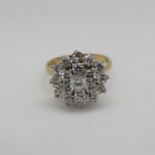 9ct gold bling ring set with CZ stones HM 4.3g size M