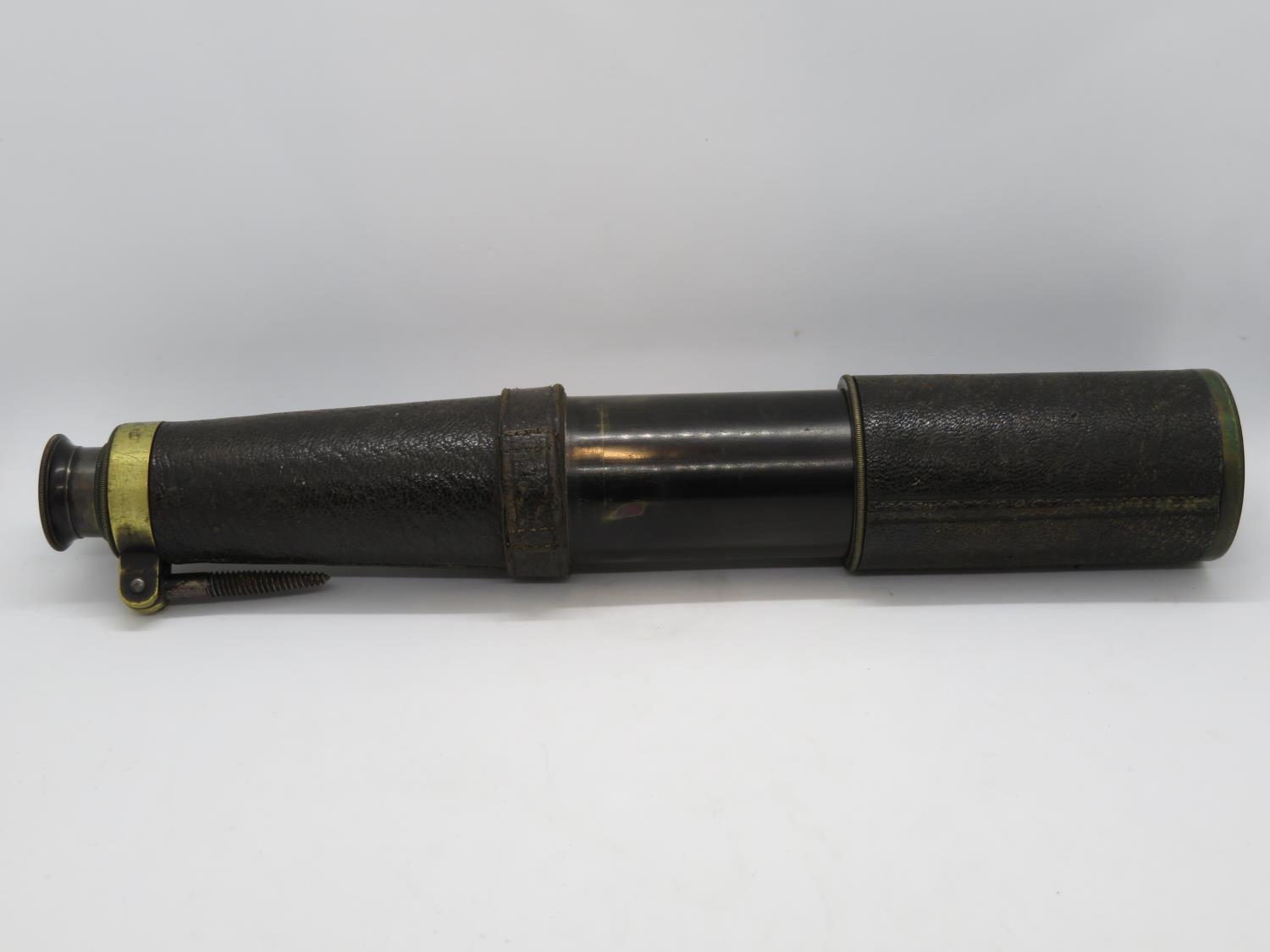 WWI four tier leather and brass telescope - Image 3 of 3