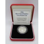 Royal Mint 1994 silver proof Piedfort £2.00 coin commemorating the Tercentenary Bank of England