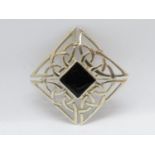 Celtic silver and black onyx brooch Ralph Weston TA Kell's gold Mull Scotland 9.7g