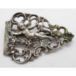 Silver buckle with cherubs made into brooch