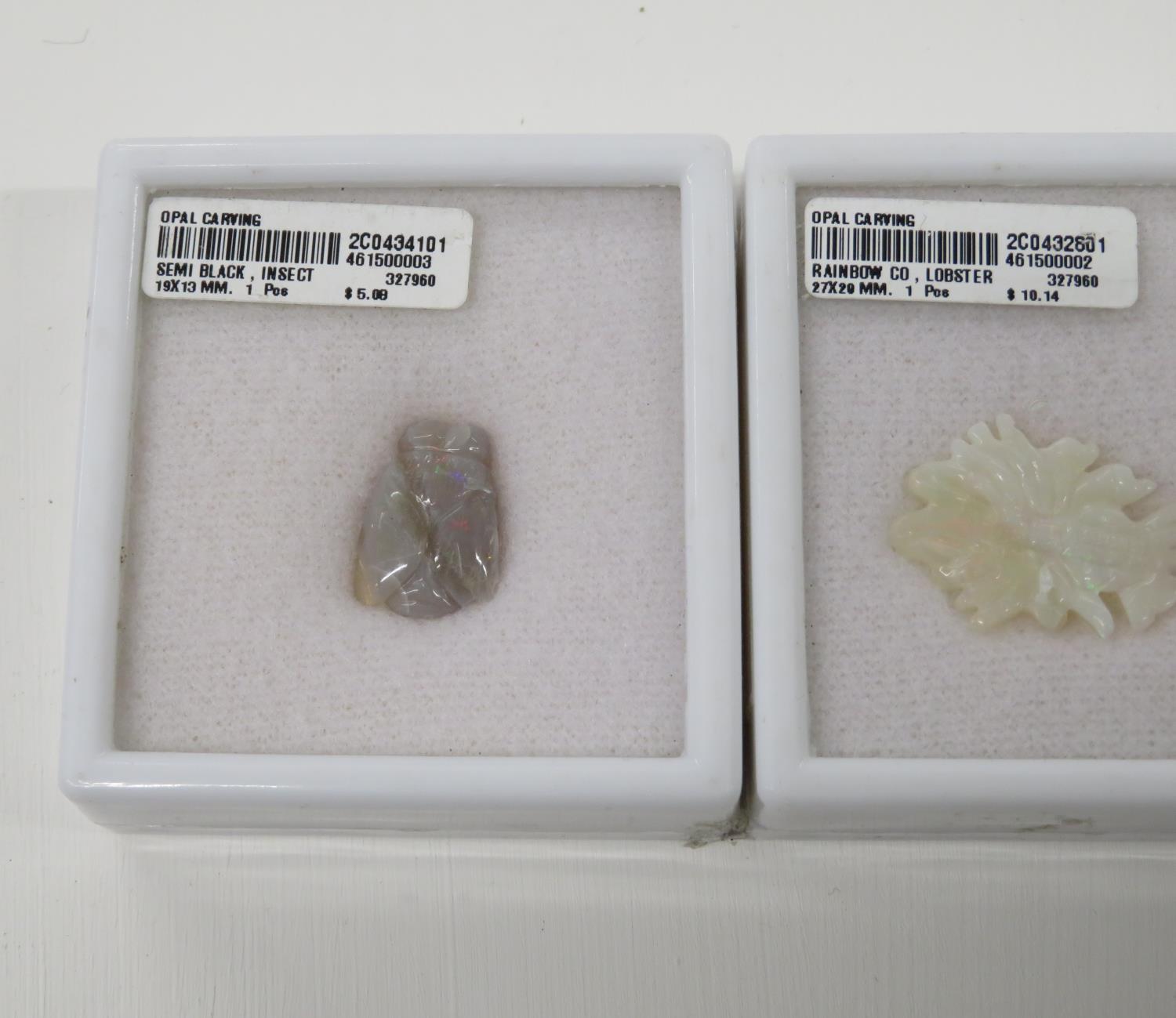 2x Small opal carvings - Image 2 of 2