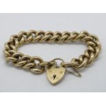 Fully HM on each link solid 9ct gold bracelet with padlock - very chunky - 96.3g