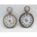 2x silver lady's pocket watches fully working