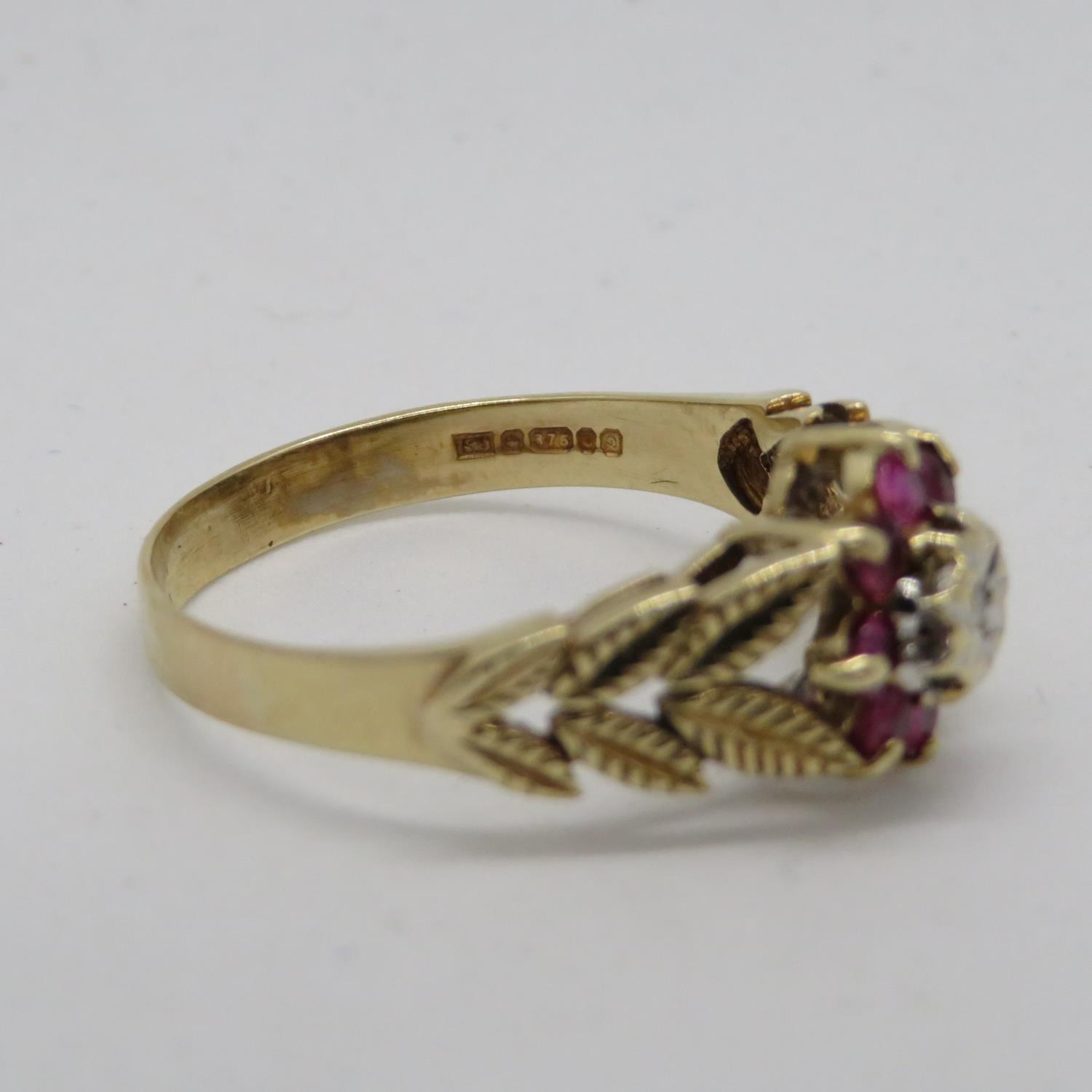 Ruby and diamond ring 9ct gold 2.5g size P - Image 3 of 3