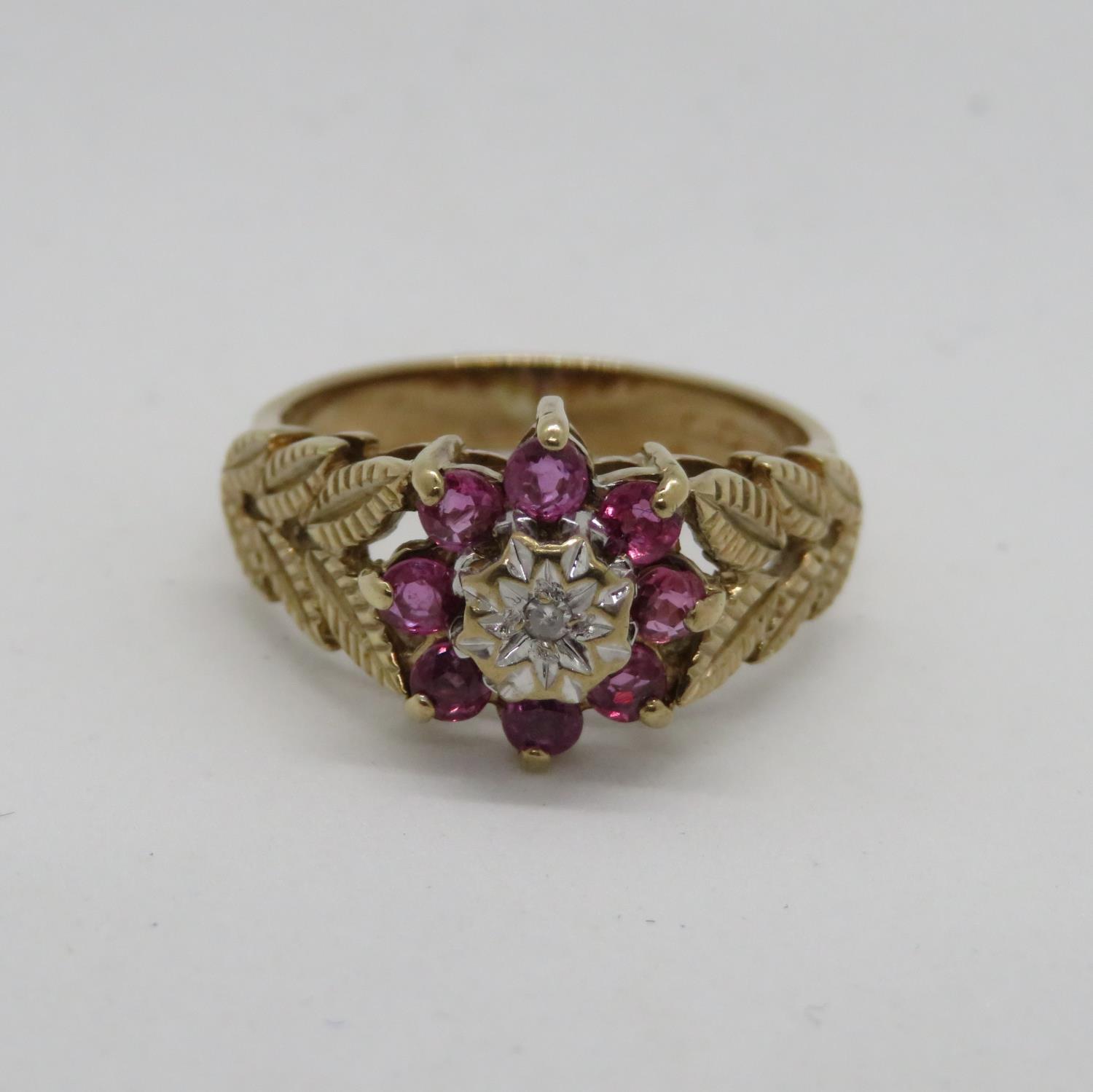 Retro ruby and diamond ring London HM 2.9g size J