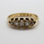 18ct gold and diamond ring. 0.3ct diamonds. Size O . 3.4g