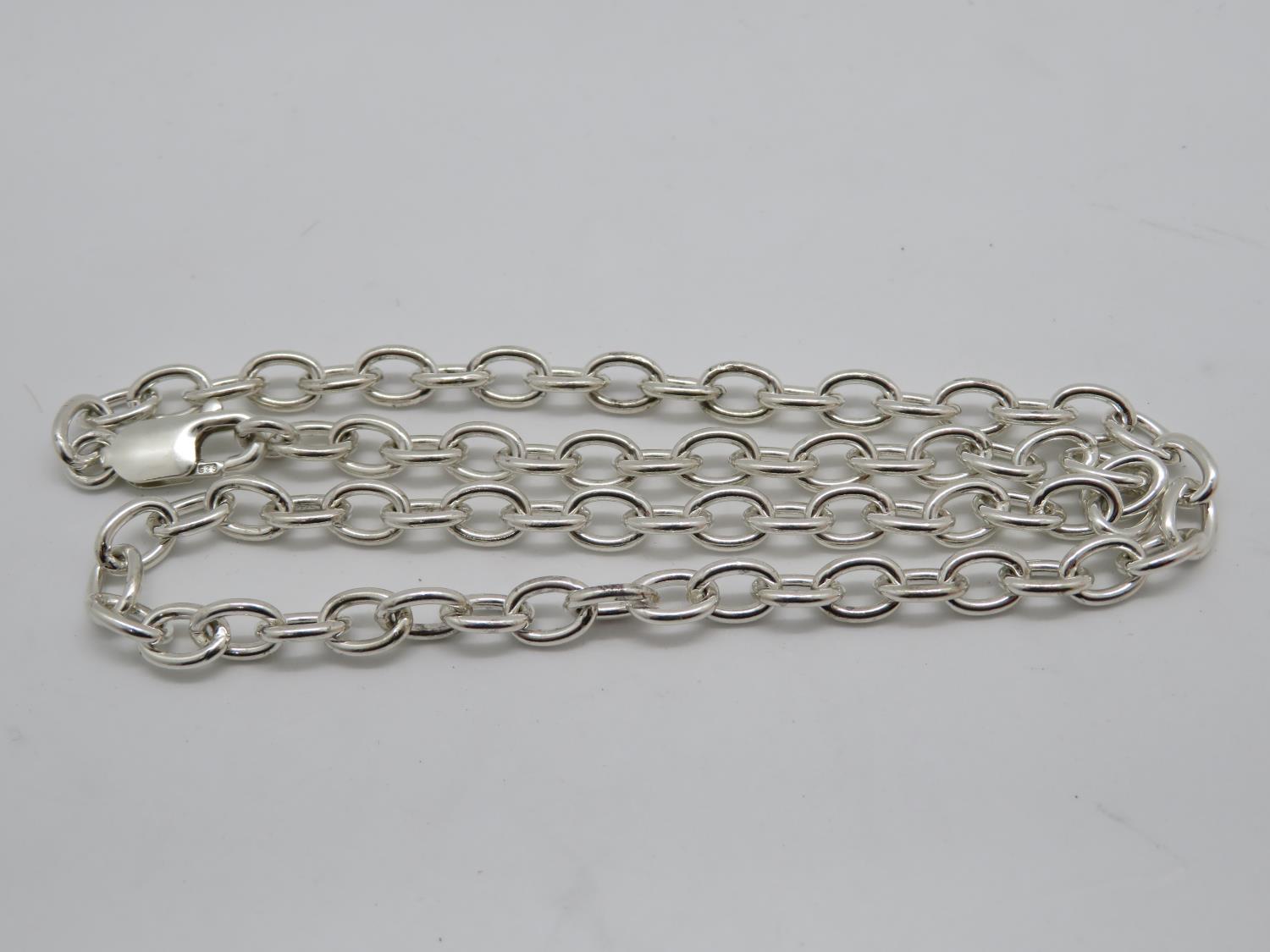 HM silver oval trace link chain 17" 27G