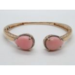 HM gold on silver bangle set with pink mother of pearl 22.6g