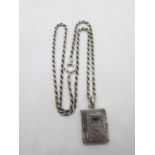 Vintage silver locket in form of book on 17" silver rope chain 15g