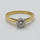 18ct gold and diamond solitaire ring set with .3ct diamond size F 2.9g