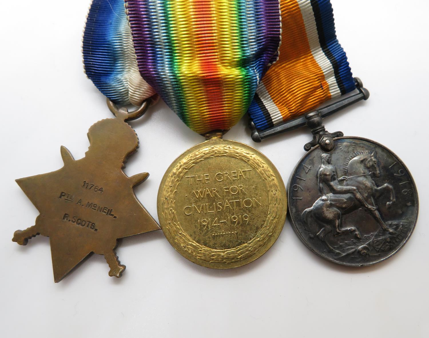 Trio of WWI medals to Private A McNeil Royal Scots - Image 2 of 2