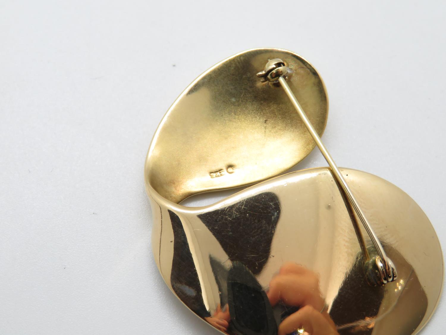 Large modernist gold on silver brooch 18.2g - Image 3 of 3