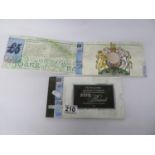 Royal Mint £5.00 coin and £5.00 note in mint condition in collector's pack