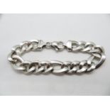 Gentleman's HM silver Figaro bracelet 9" 36g