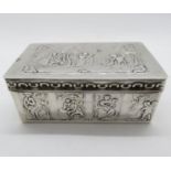 Early silver box - music design to lid - possibly French HM. 110g