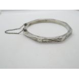 Vintage silver hexagonal shaped bangle 13.7g