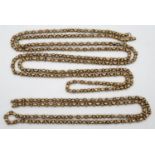 Early 9ct guide chain 45g - damaged - over 60" length in two pieces