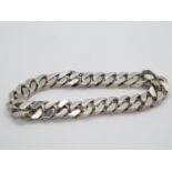 Gentleman's heavy silver curb link bracelet London 1978 8.75" 66g