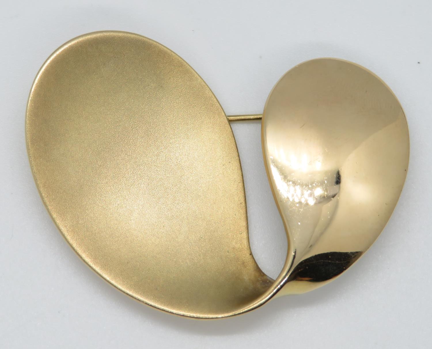 Large modernist gold on silver brooch 18.2g