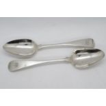 2x antique Irish silver serving spoons - 1x maker John Power Dublin 1805. and 1x Samuel Neville