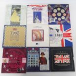 Royal Mint sets for 1998, 97, 96, 95, 94, 93, 92, 91 and 1990