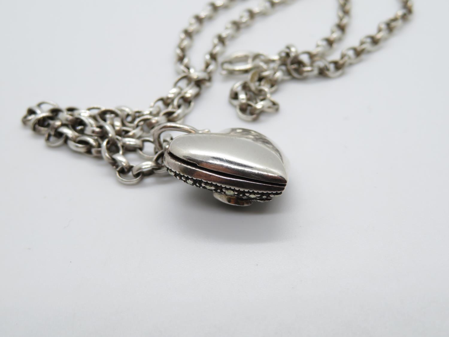 Vintage silver onyx marquisite pot locket on 18" silver chain 15.9g - Image 3 of 3